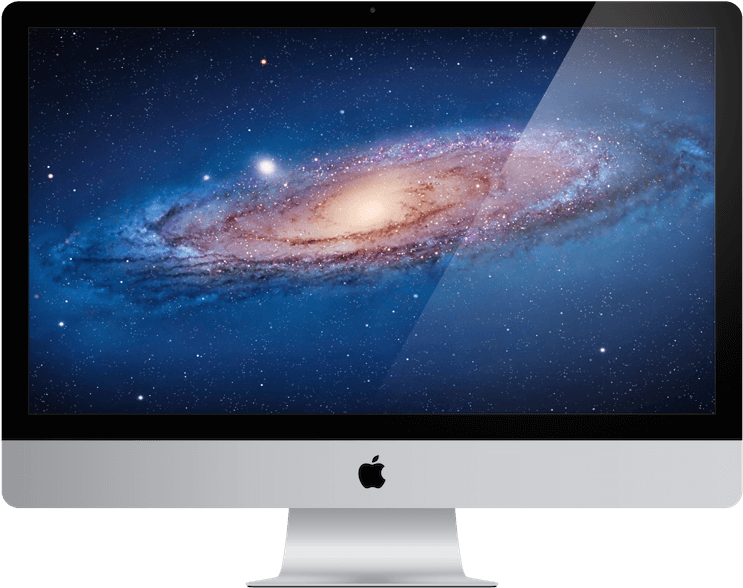 A Computer Monitor With A Galaxy In The Background