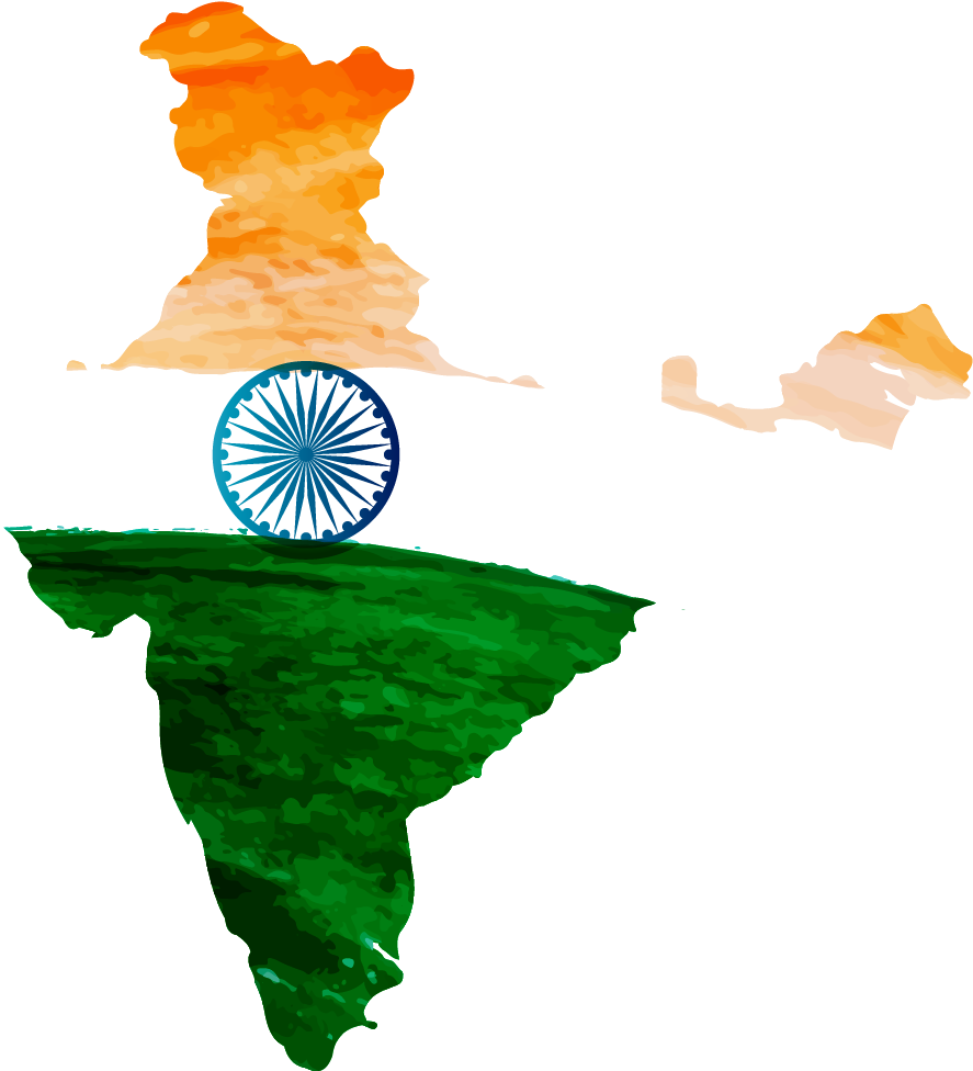 A Map Of India With A Flag