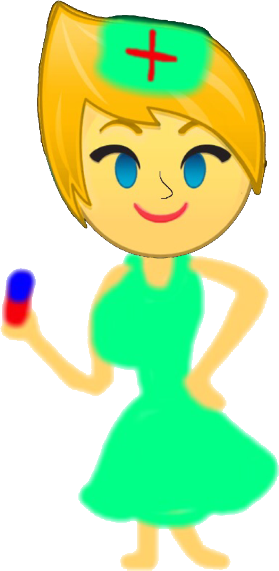 A Cartoon Of A Woman Holding A Blue And Red Object