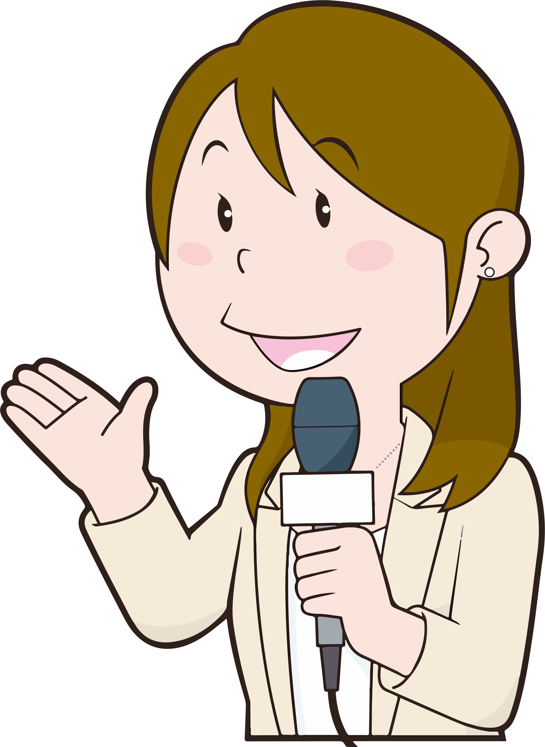 Cartoon Woman Holding A Microphone