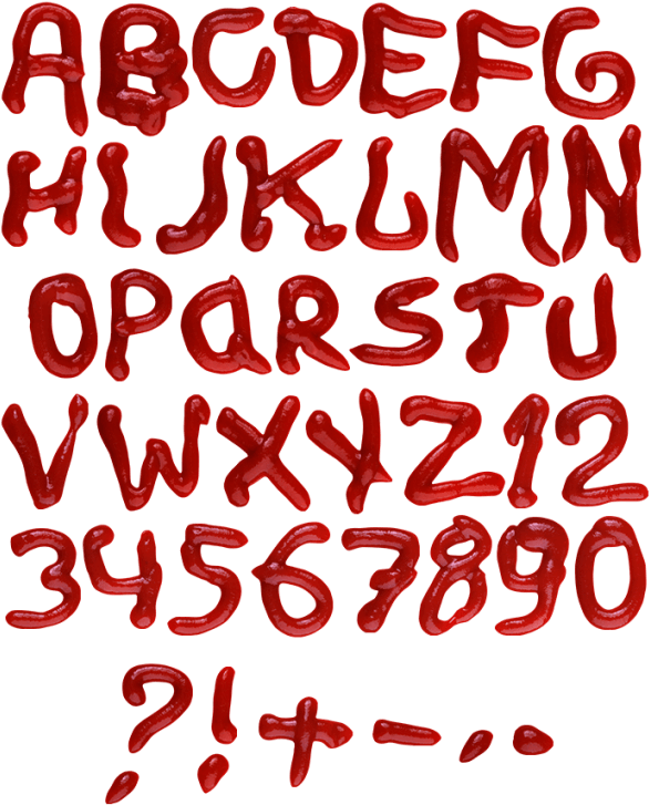 A Red Liquid Alphabet And Numbers