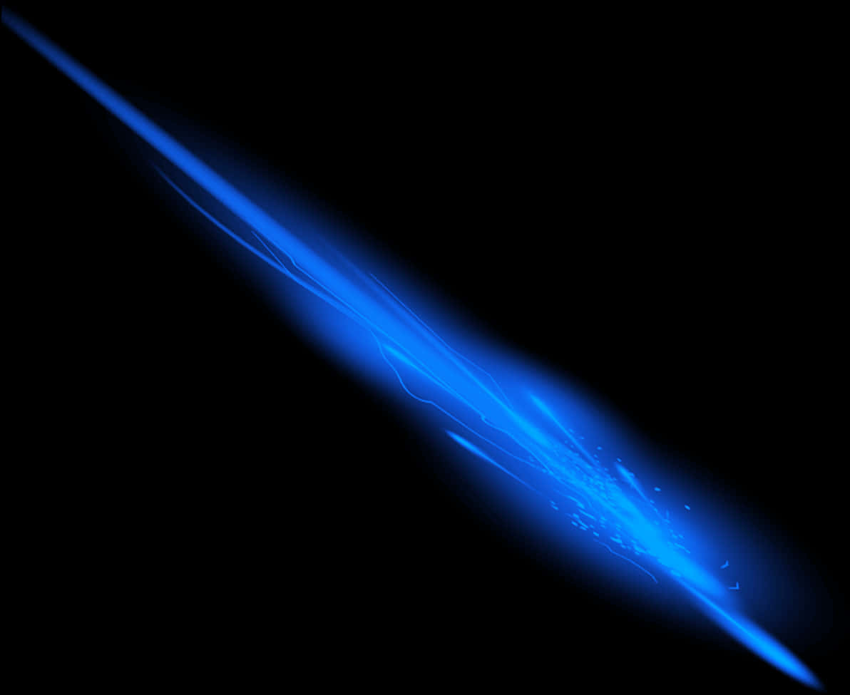 A Blue Light Streaking Through A Black Background