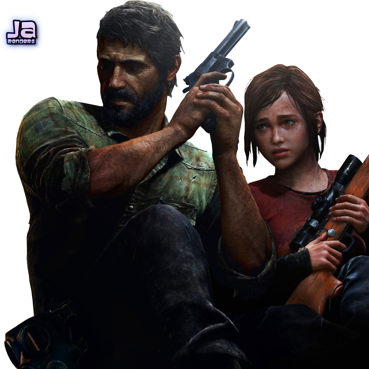 A Man And A Girl Holding Guns