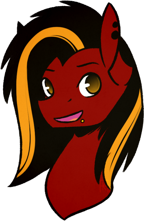 A Cartoon Of A Red Horse With Long Hair