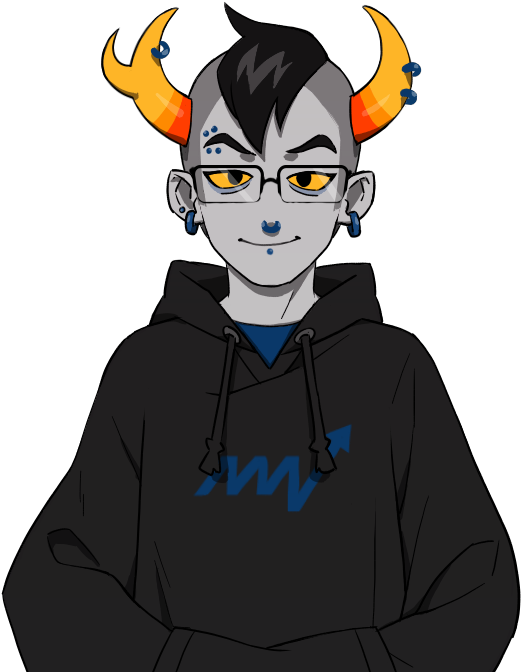 A Cartoon Of A Boy With Horns And Glasses