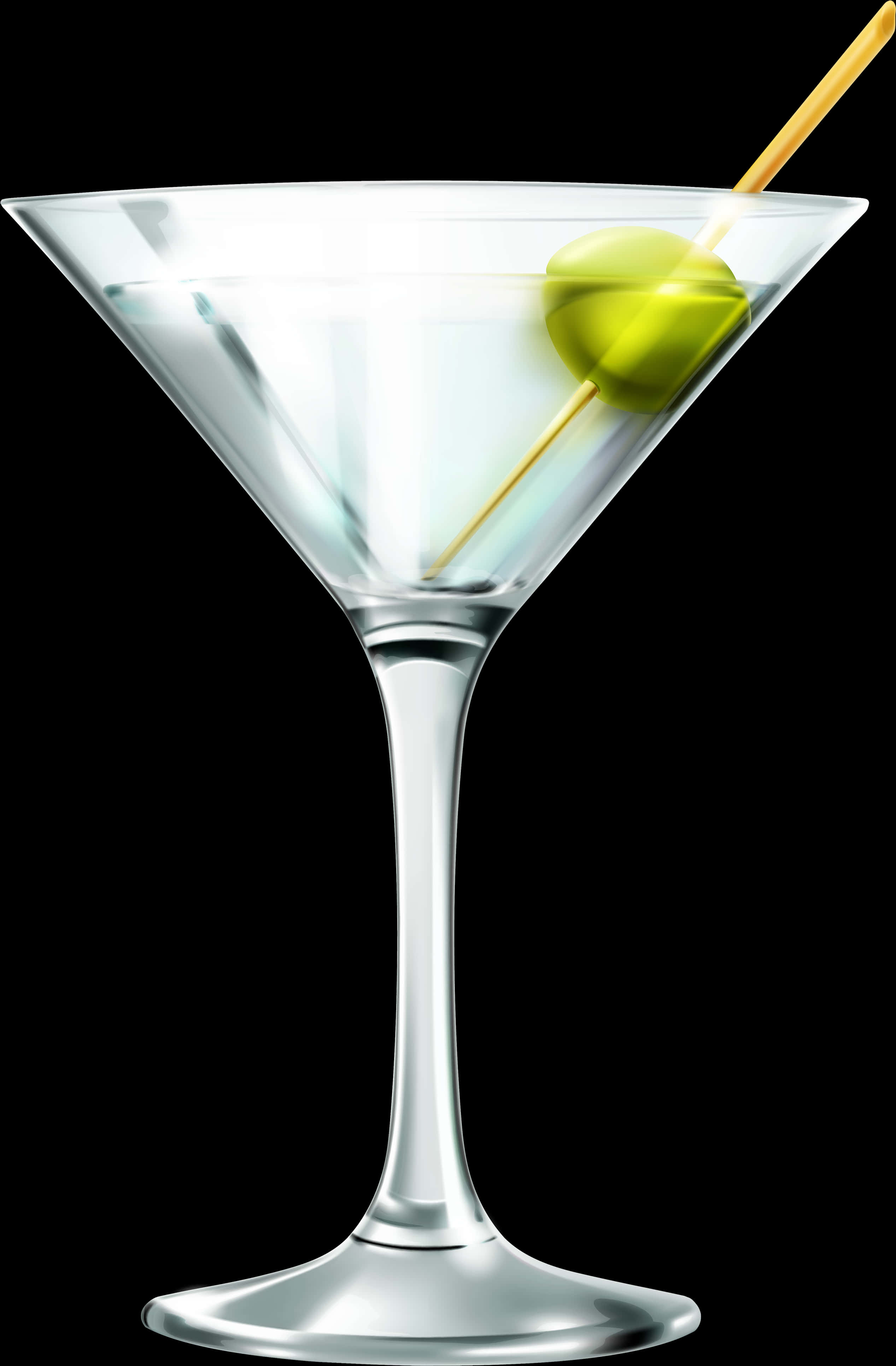 A Glass With A Martini And Olive On It