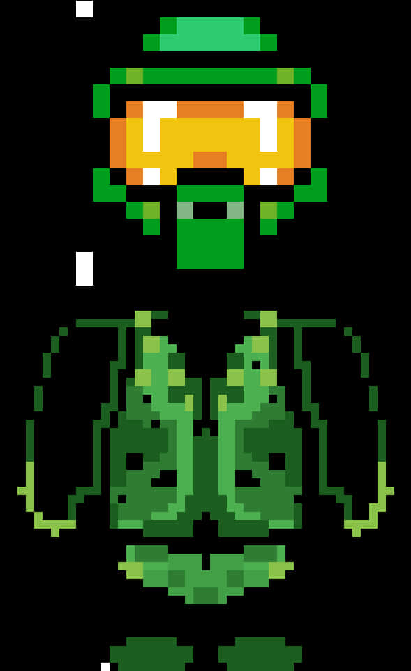 A Pixelated Cartoon Of A Green Monster