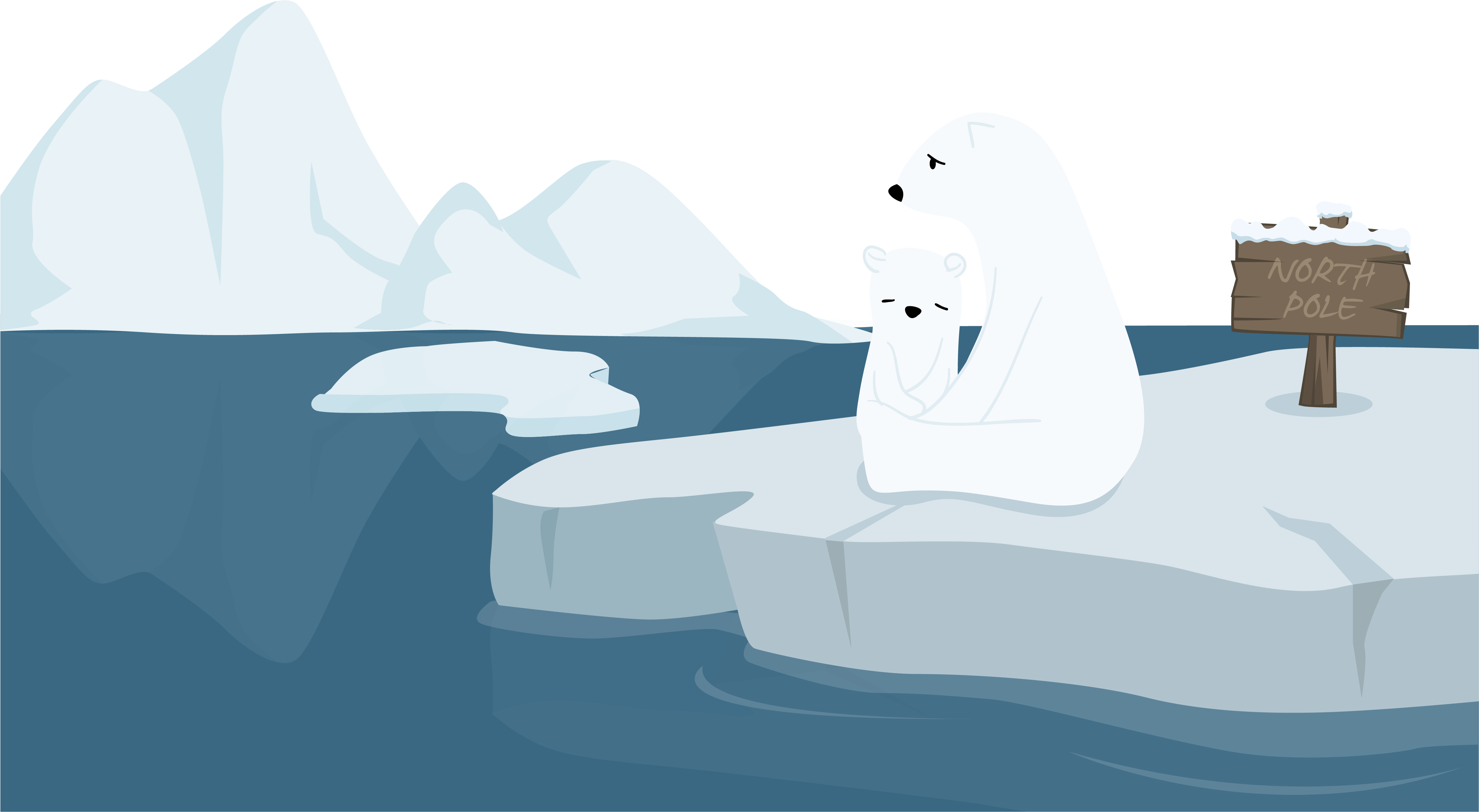 A Cartoon Of Polar Bears Sitting On An Iceberg