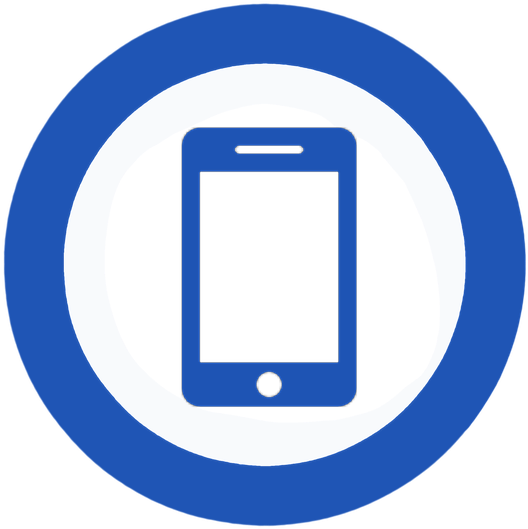 A Blue Circle With A Cell Phone In It