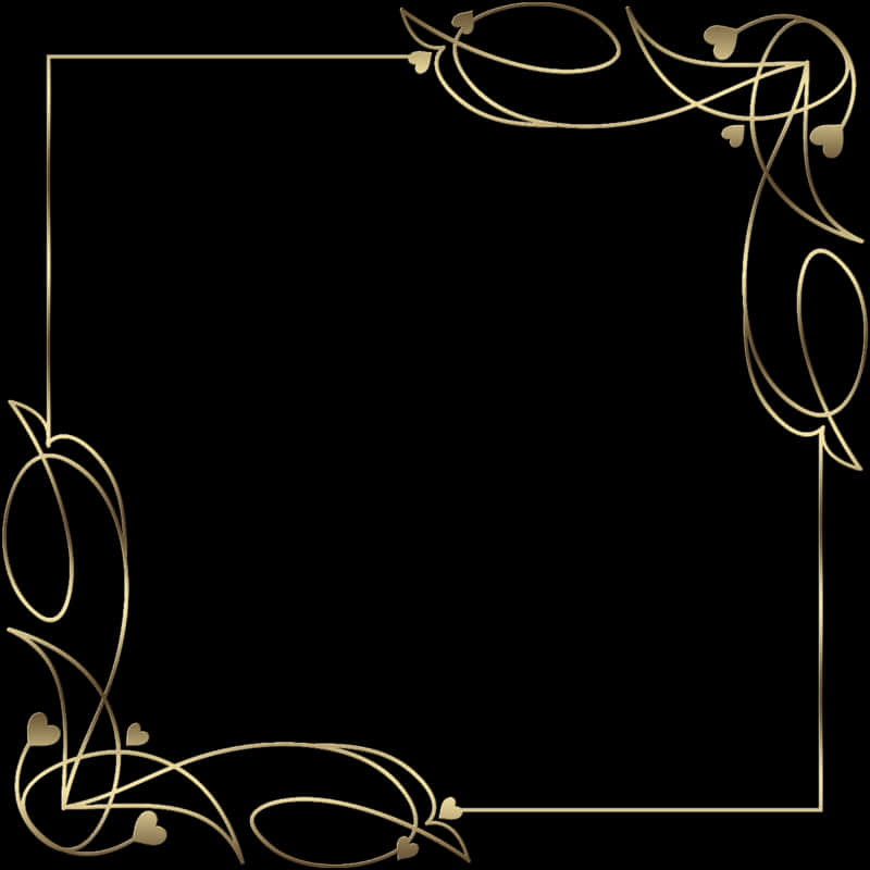 A Gold Frame With Hearts And Swirls