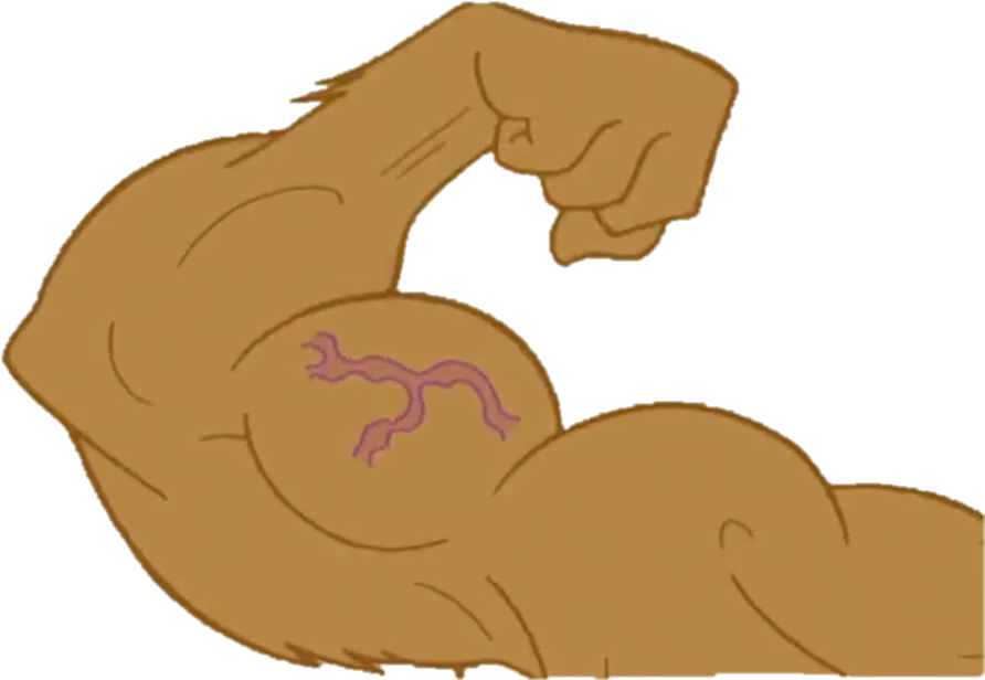 A Cartoon Of A Muscular Animal Flexing
