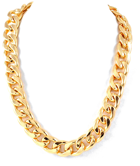 A Gold Chain Necklace On A Black Background
