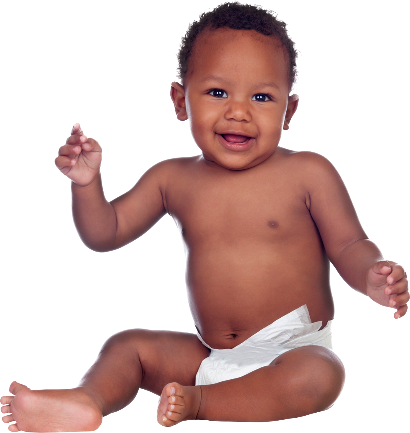 A Baby In Diaper Sitting On The Floor