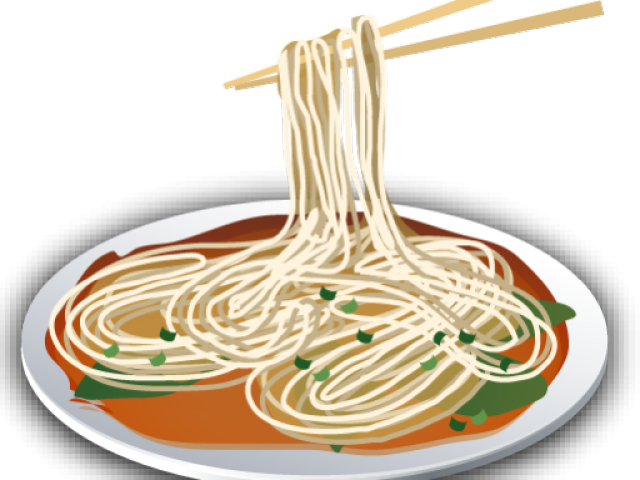 A Plate Of Noodles With Chopsticks