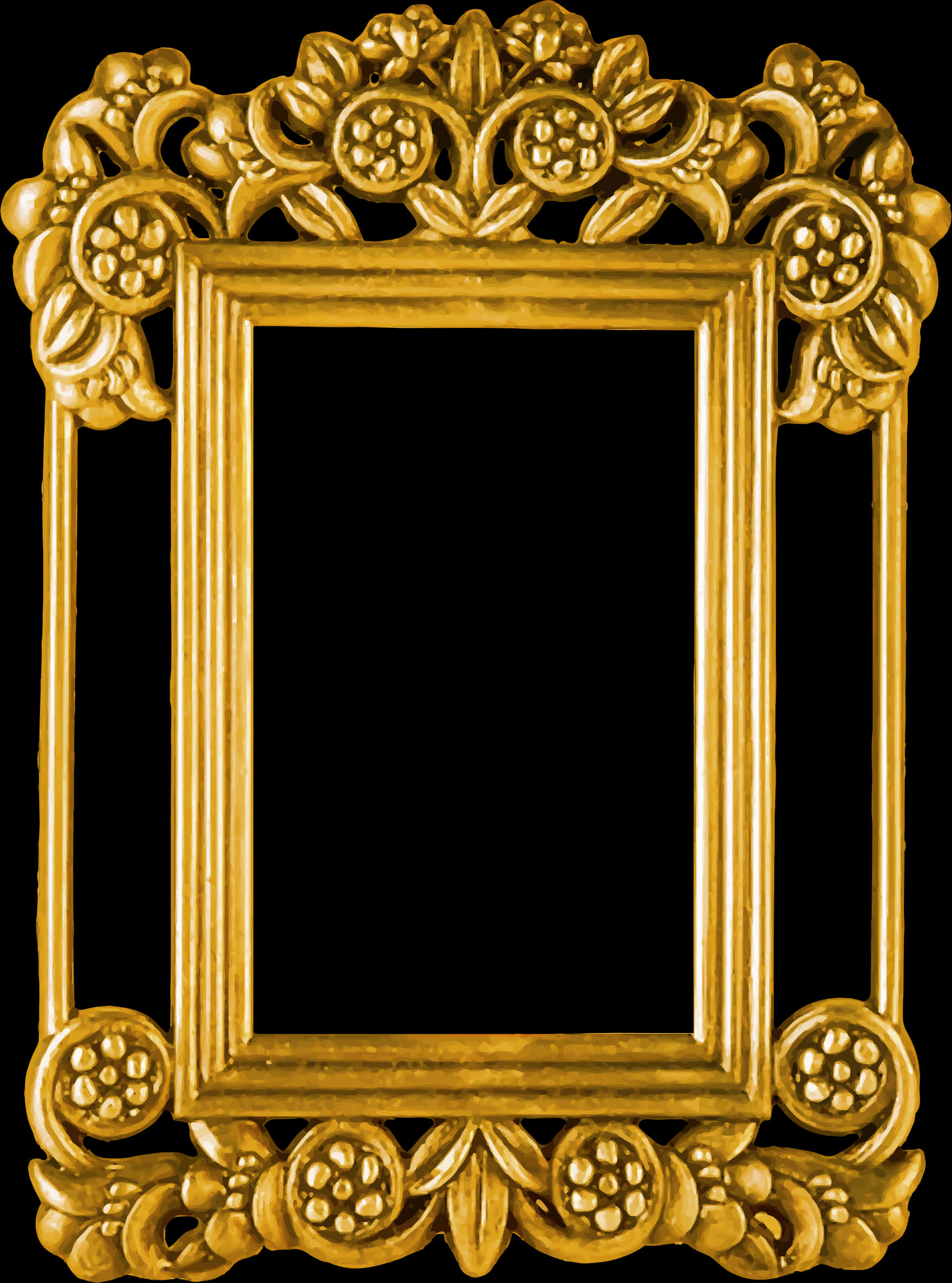 A Gold Frame With Flowers On It