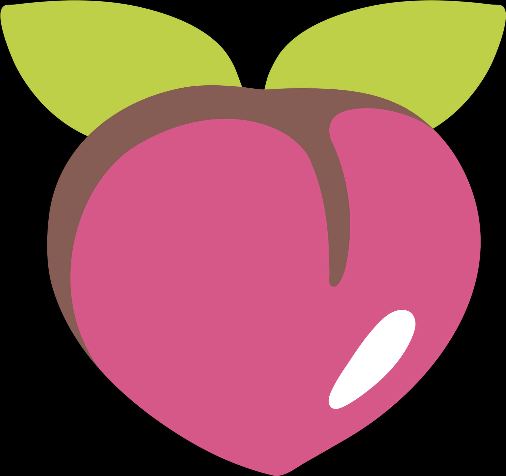 A Pink Fruit With Green Leaves