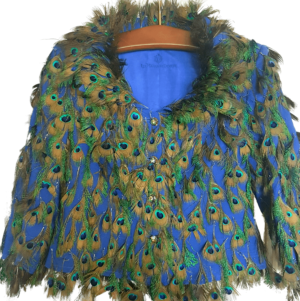 A Blue And Green Peacock Feathered Jacket