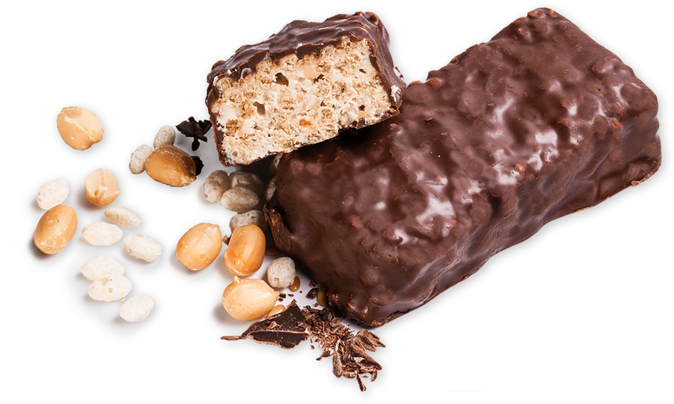 A Chocolate Covered Bar With Peanuts And Nuts