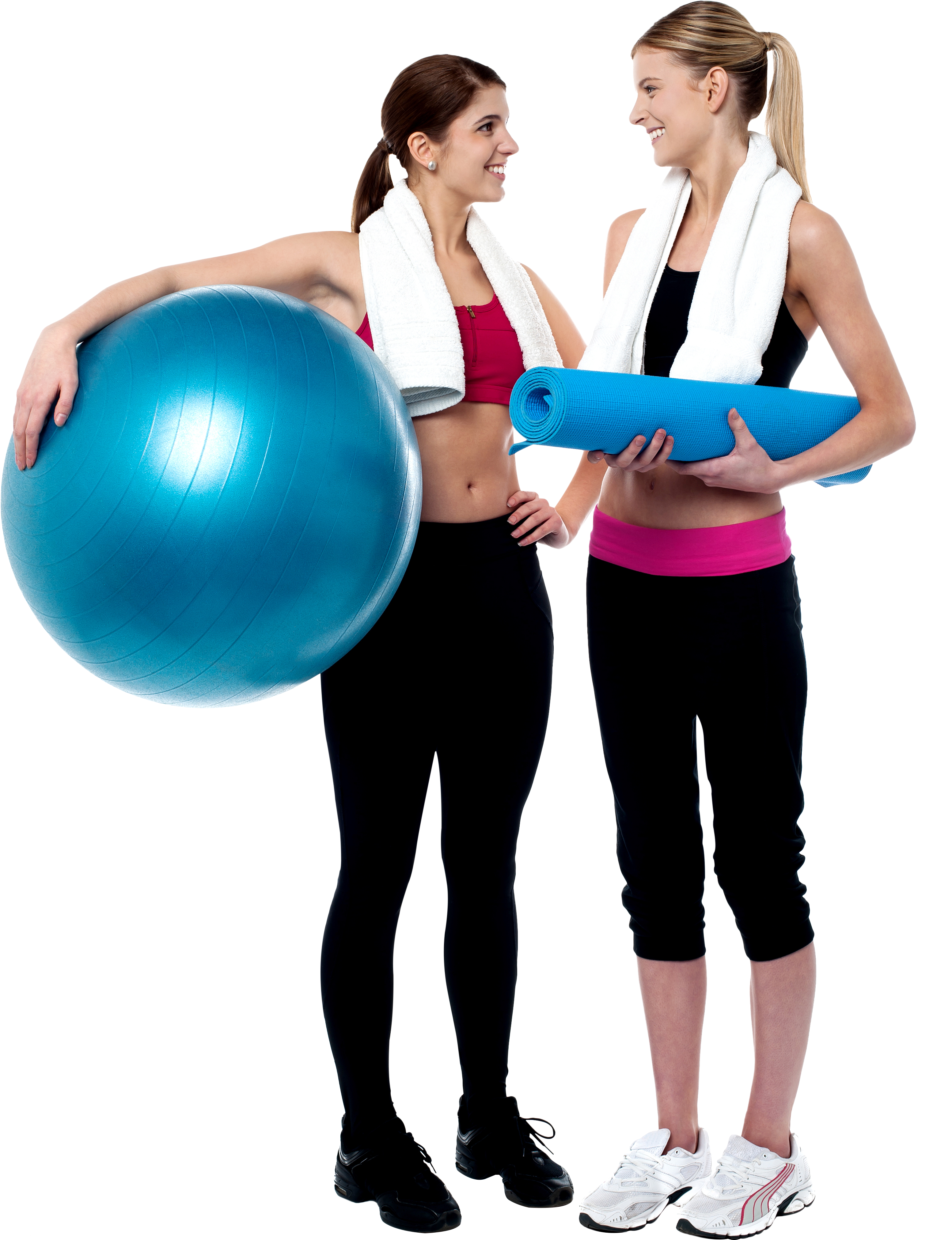 Two Women Holding Yoga Balls And A Yoga Ball