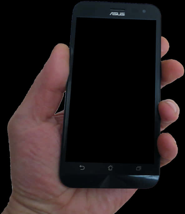 A Hand Holding A Black Cell Phone