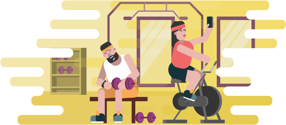 A Man And Woman Exercising In A Gym