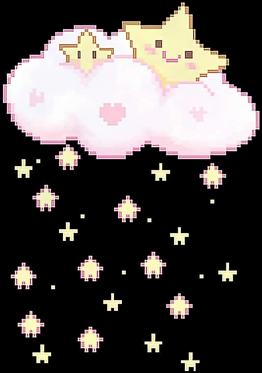 A Pixelated Image Of A Cloud And Stars