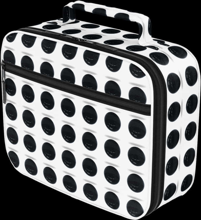 A Black And White Polka Dot Suitcase