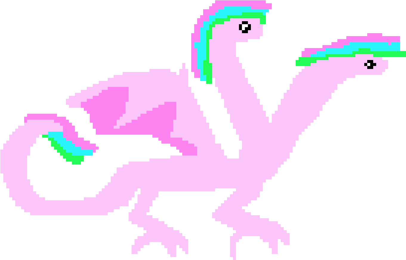 A Pink Dragon With Rainbow Hair