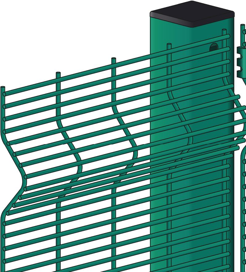 A Green Metal Structure With A Black Top