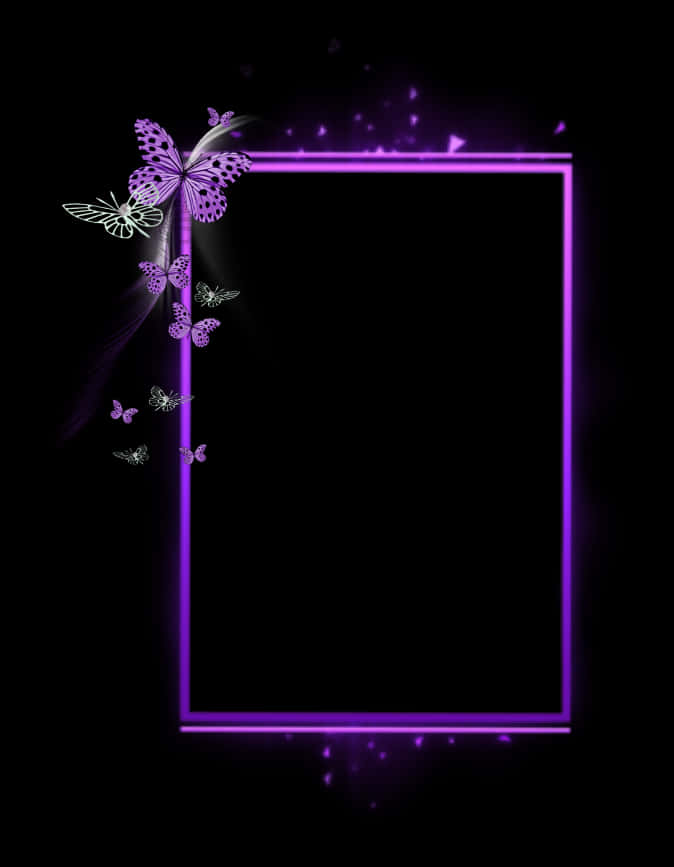 A Purple Rectangle With Butterflies