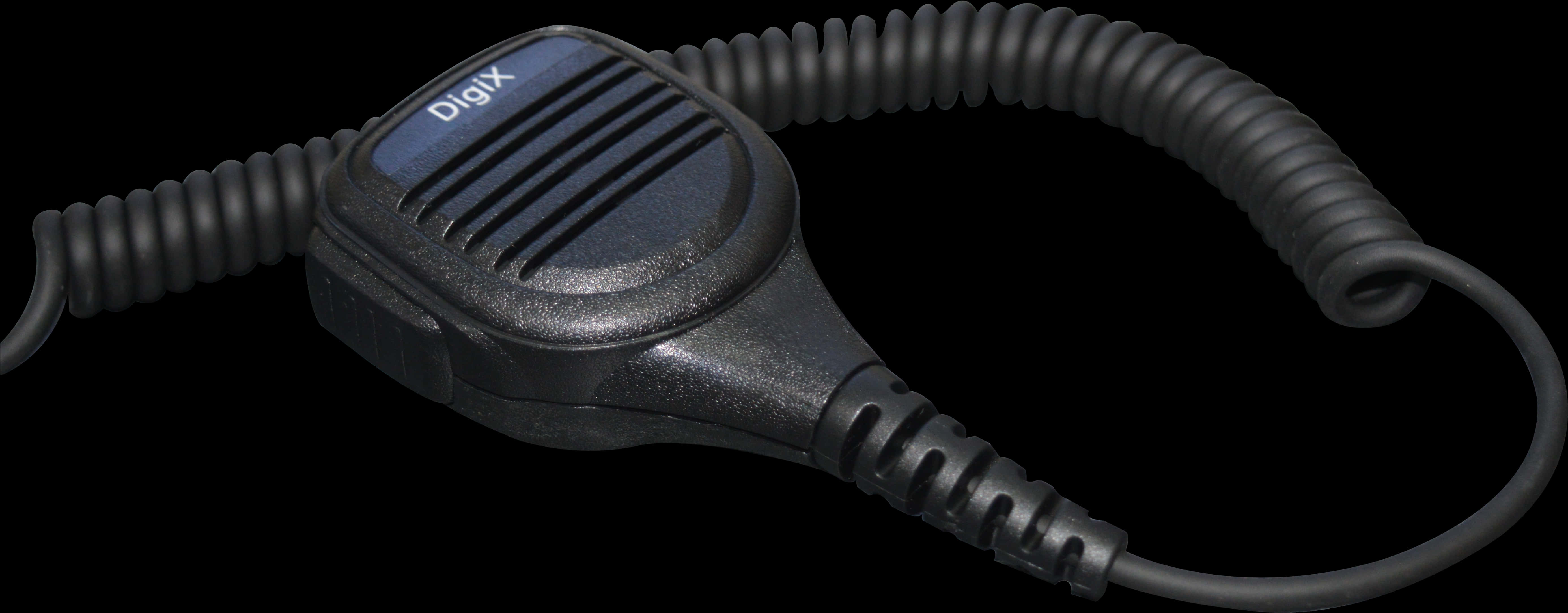 A Black Microphone With A Coiled Cord