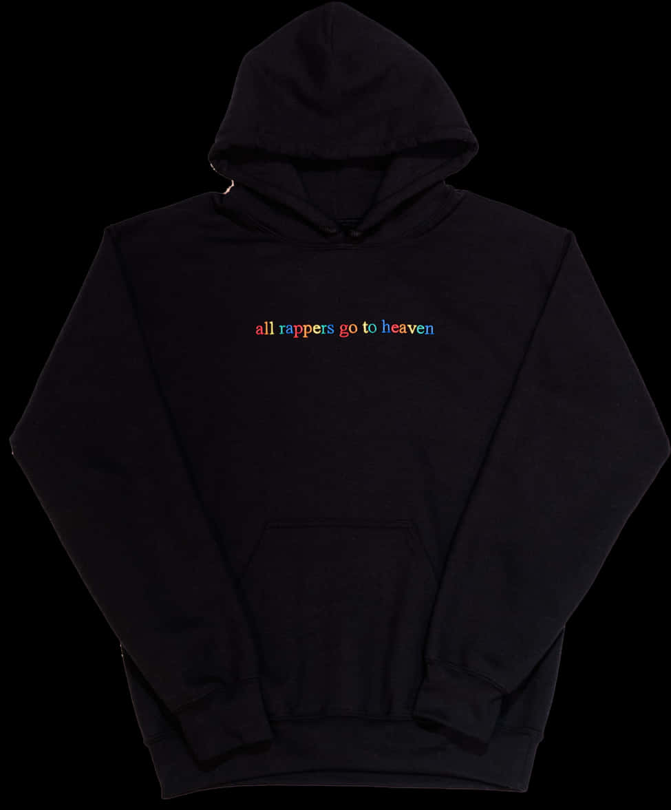 A Black Sweatshirt With Colorful Text