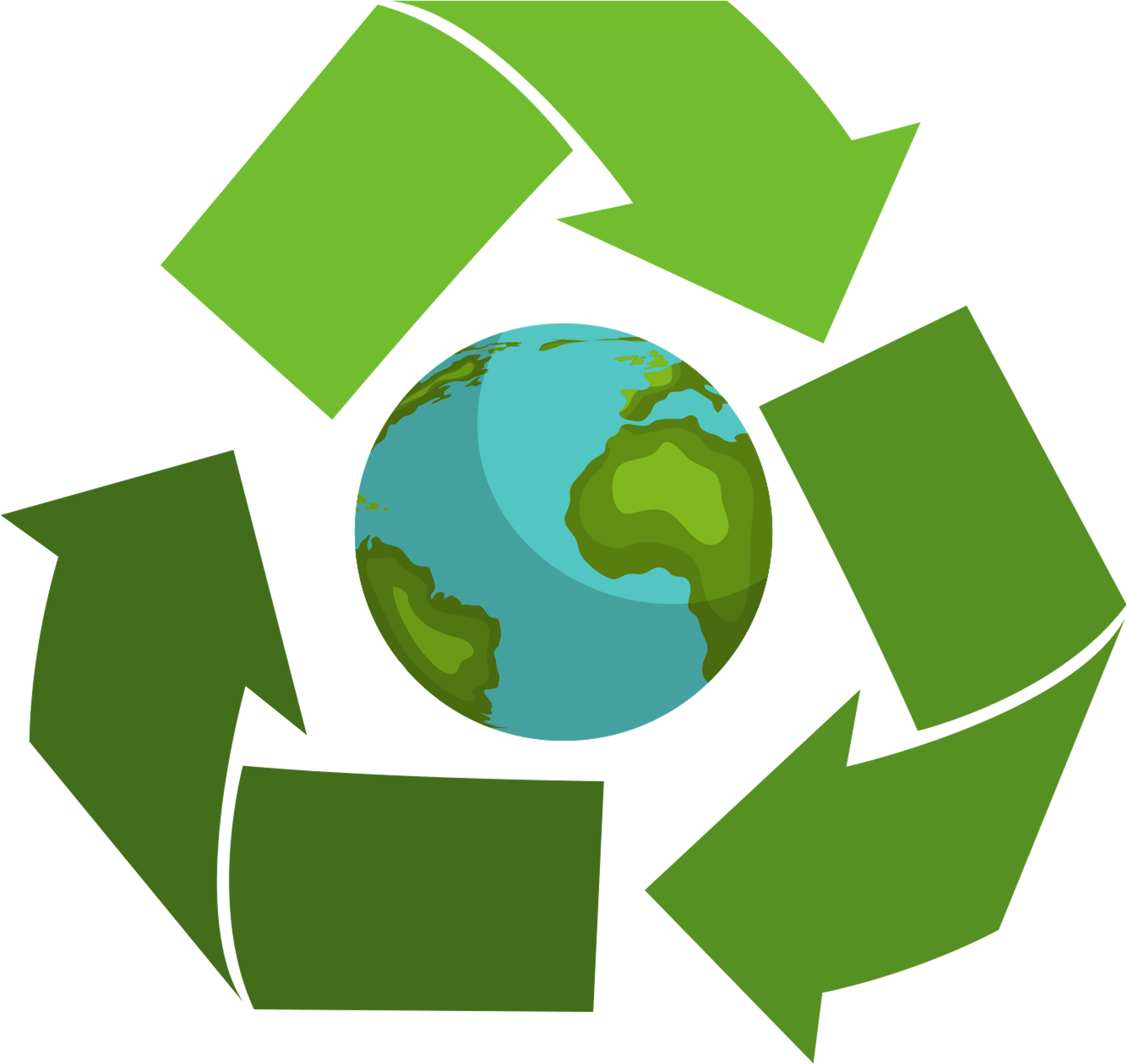 A Green Recycle Symbol With A Planet Earth