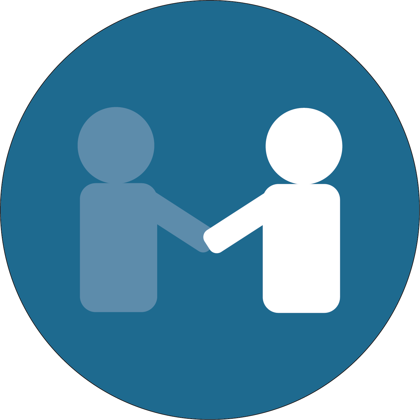 A Blue Circle With Two People Shaking Hands