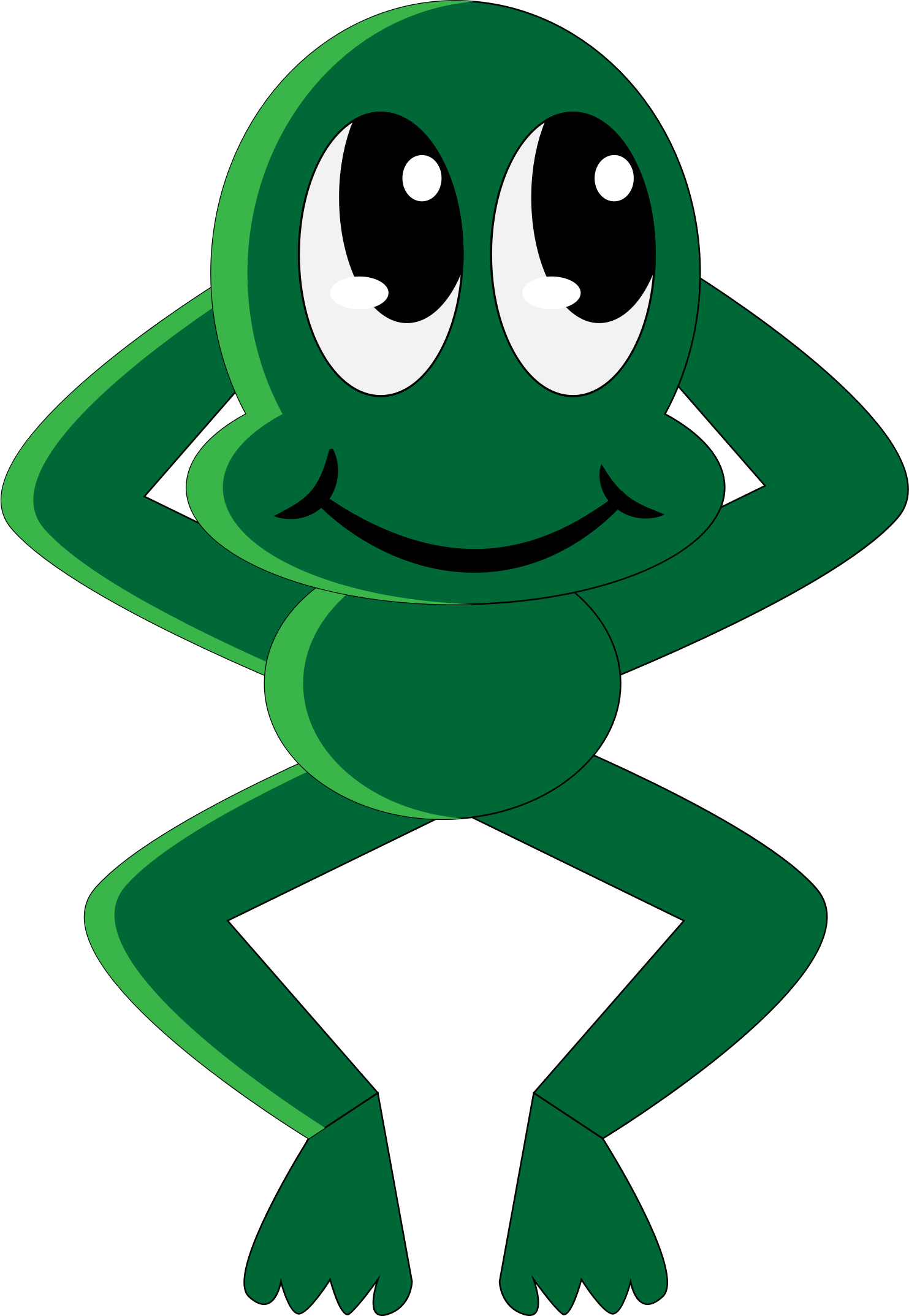 A Cartoon Frog With Arms Behind Head