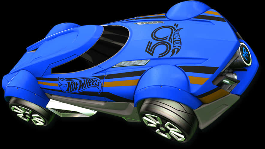 A Blue Toy Car With Black Stripes