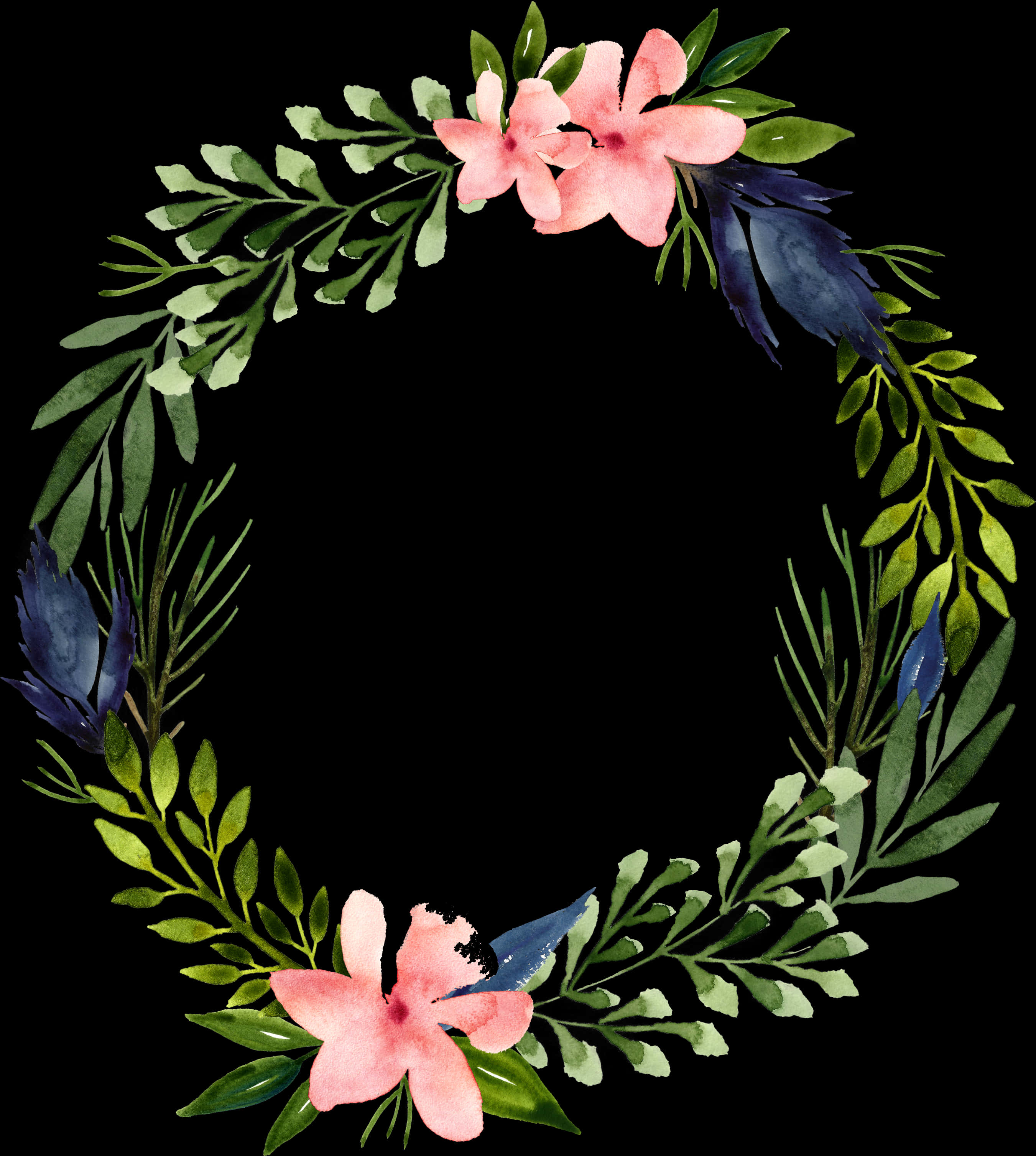 A Wreath Of Leaves And Flowers
