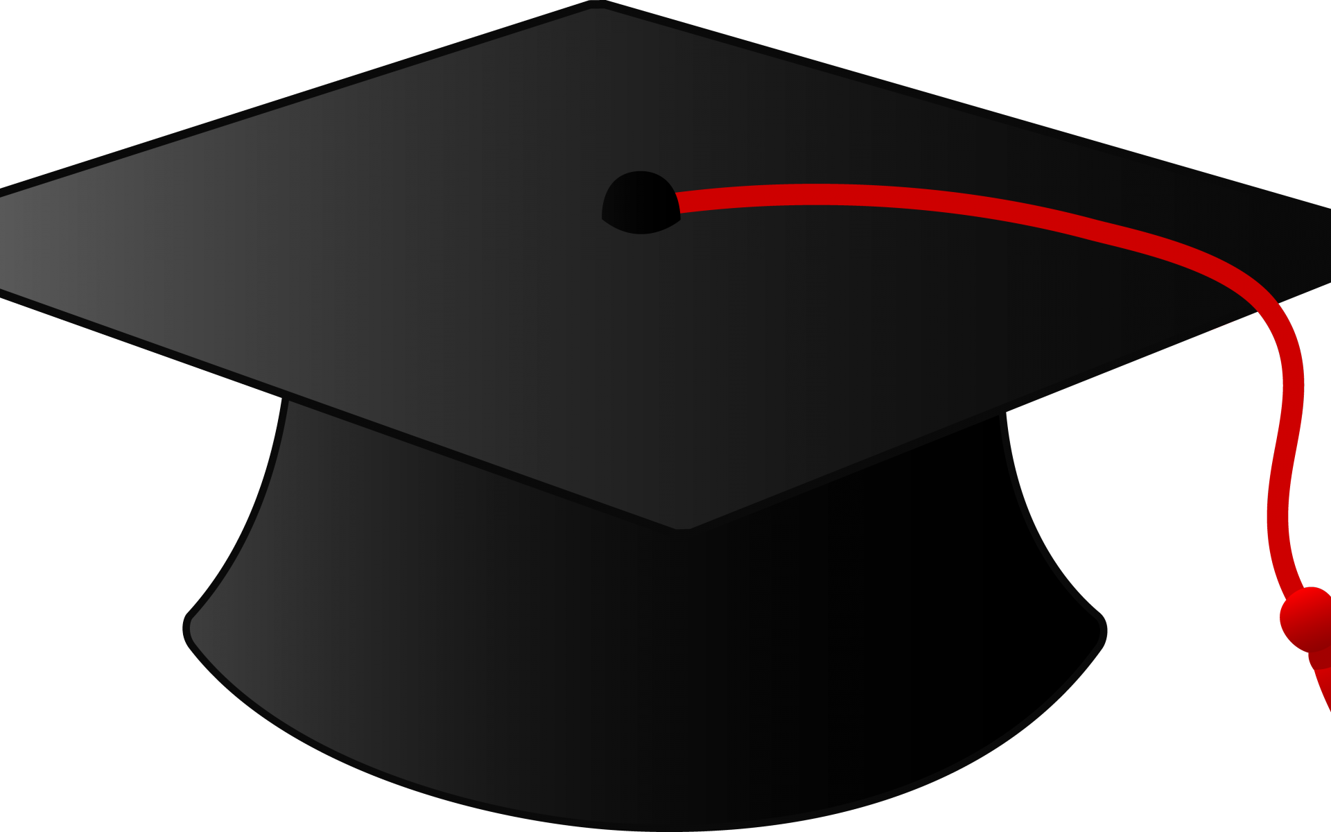 A Black Graduation Cap With A Red Stripe