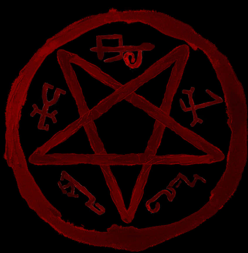 Satanic Pentagram With Symbols