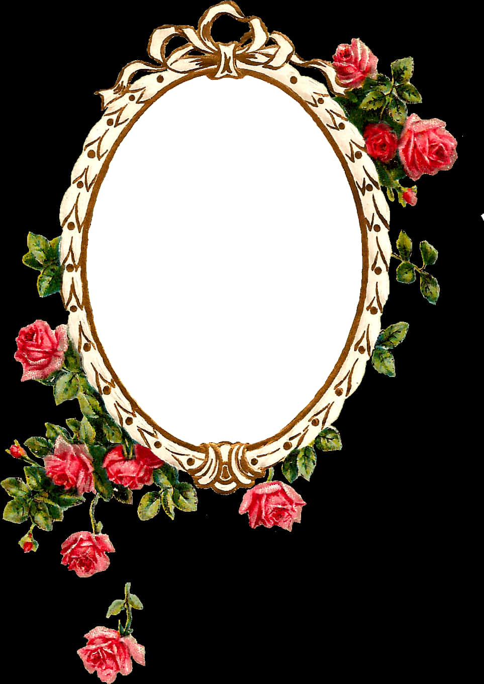 A Oval Frame With Flowers On It