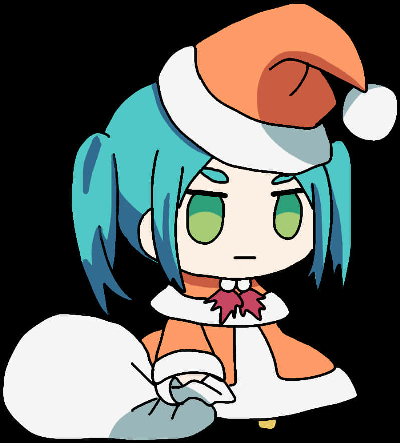 Cartoon Of A Girl Wearing A Santa Hat