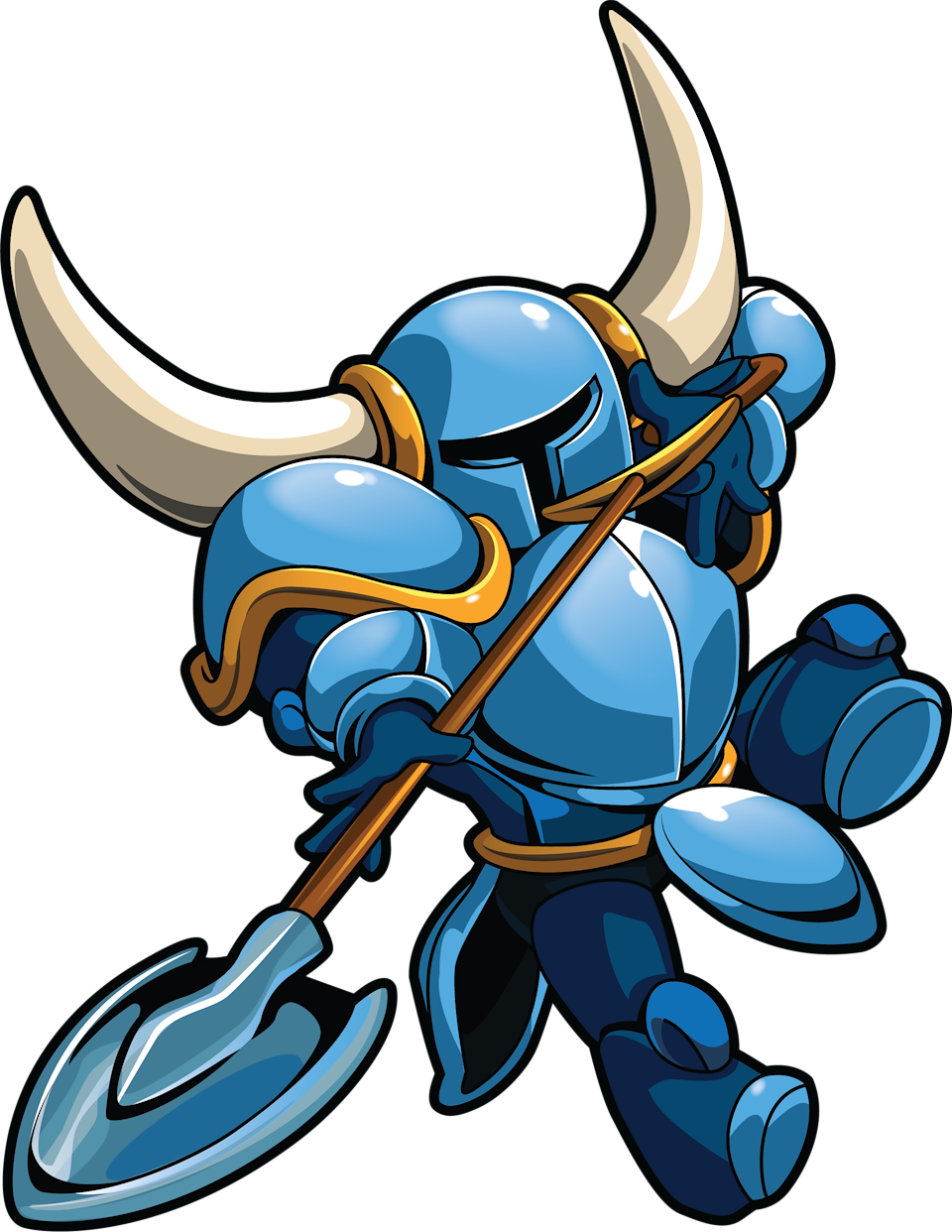 Cartoon Of A Blue Warrior With Horns And A Spear