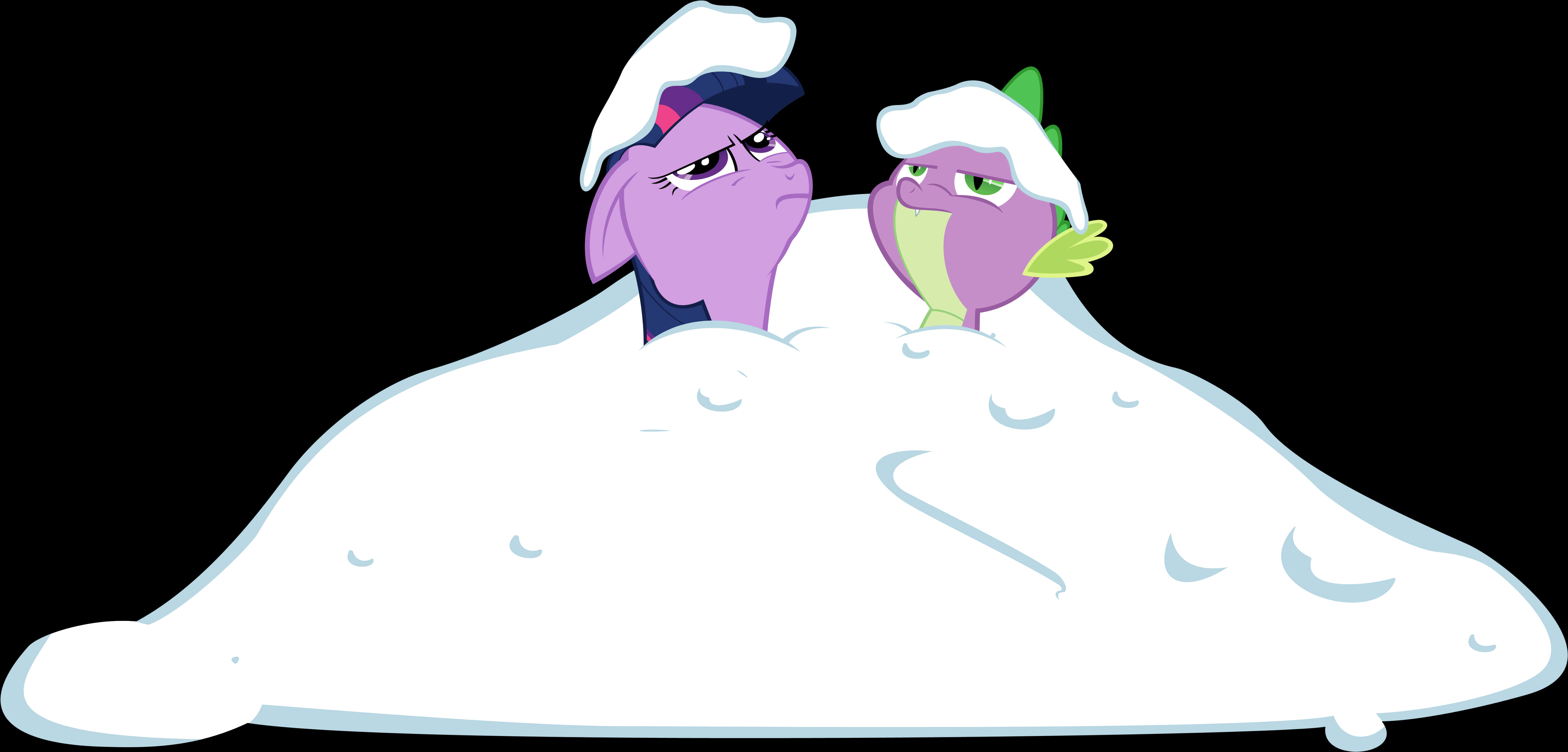 Cartoon Of A Couple Of Purple And Green Animals In Snow