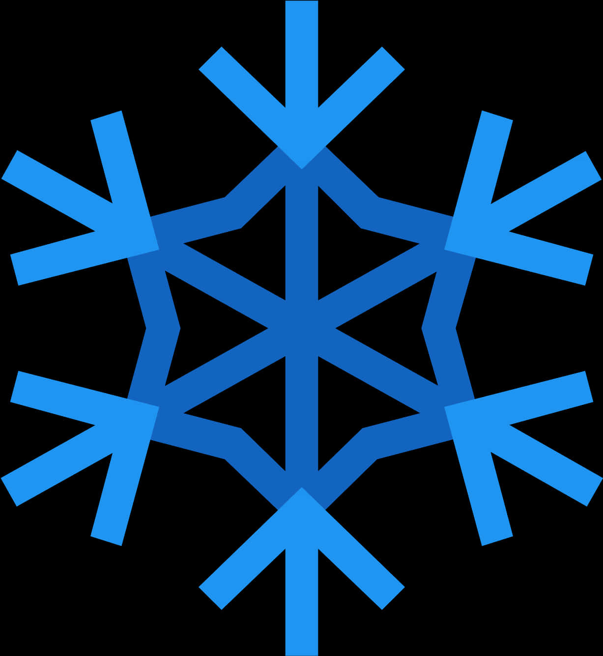 A Blue Snowflake With Arrows