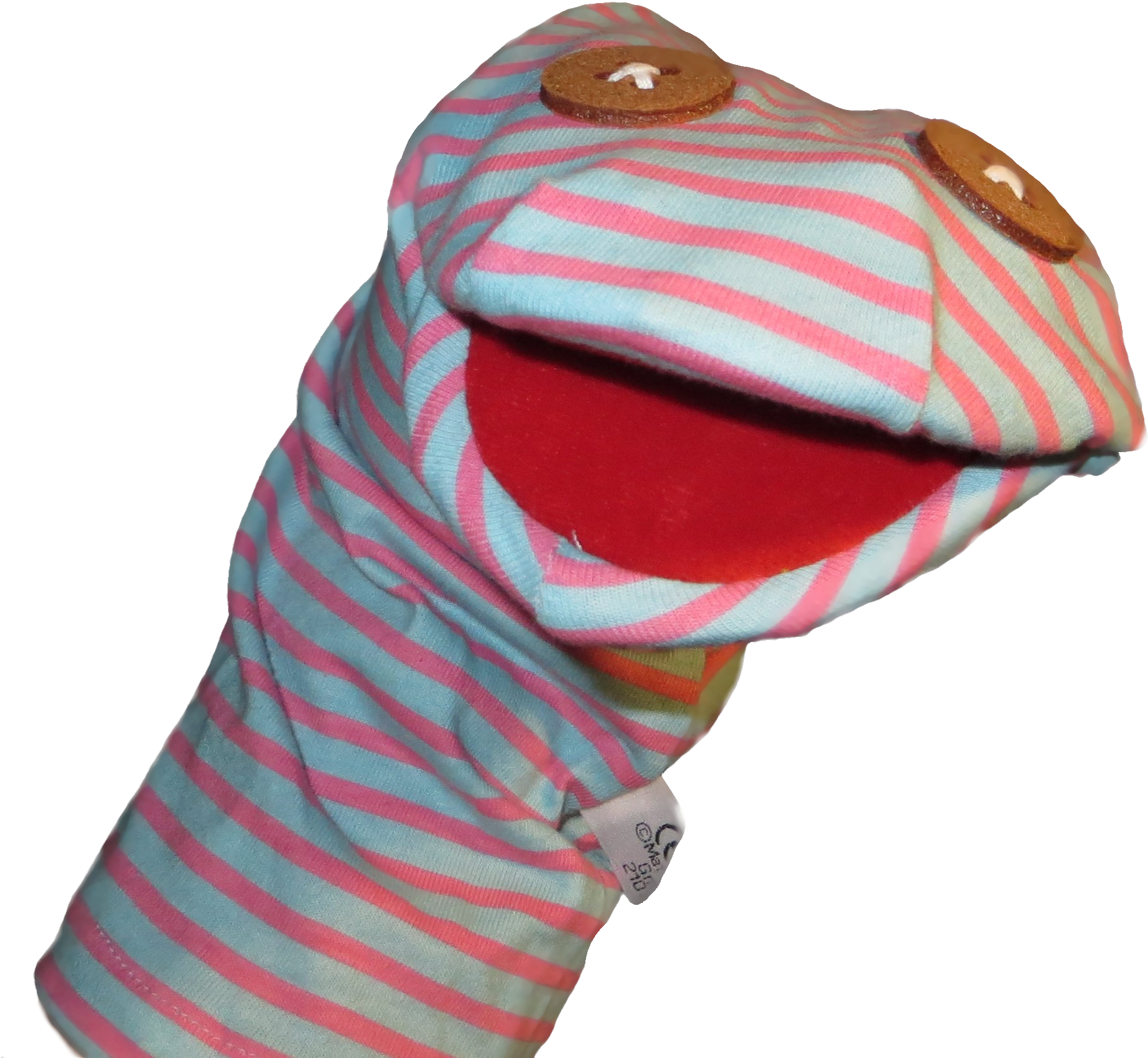 A Hand Puppet With A Striped Face