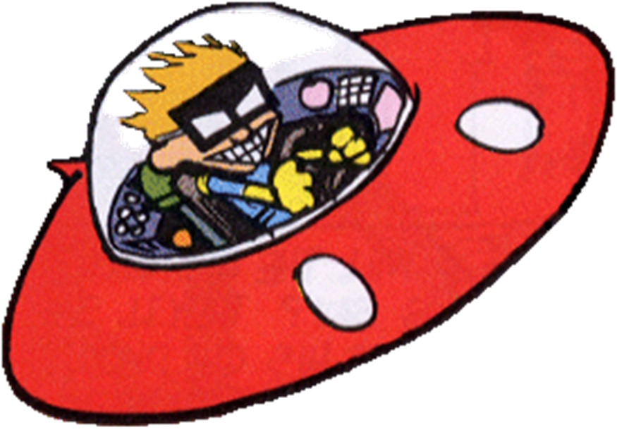 Cartoon Character In A Spaceship