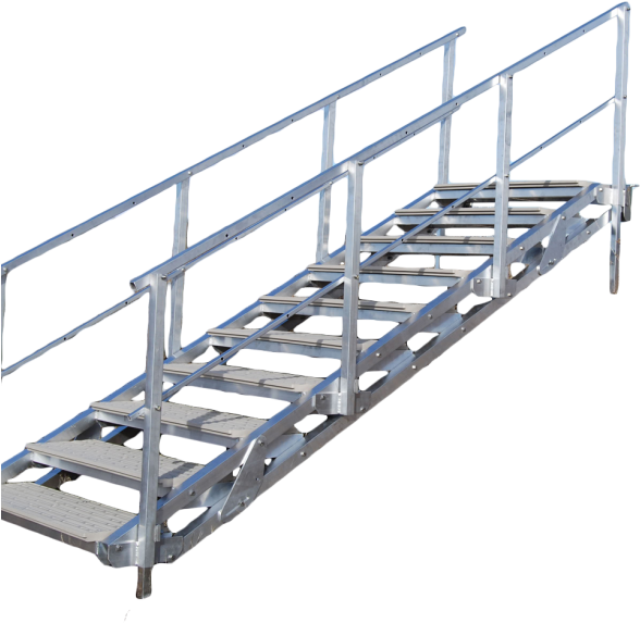 A Metal Stairs With Handrails