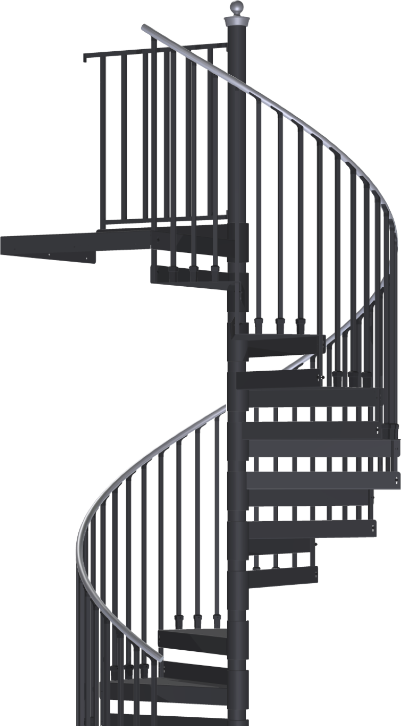A Spiral Staircase With Metal Railings