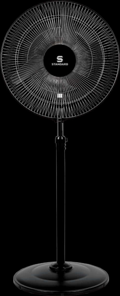 A Black Stand Fan With A Black Background With Space Needle In The Background