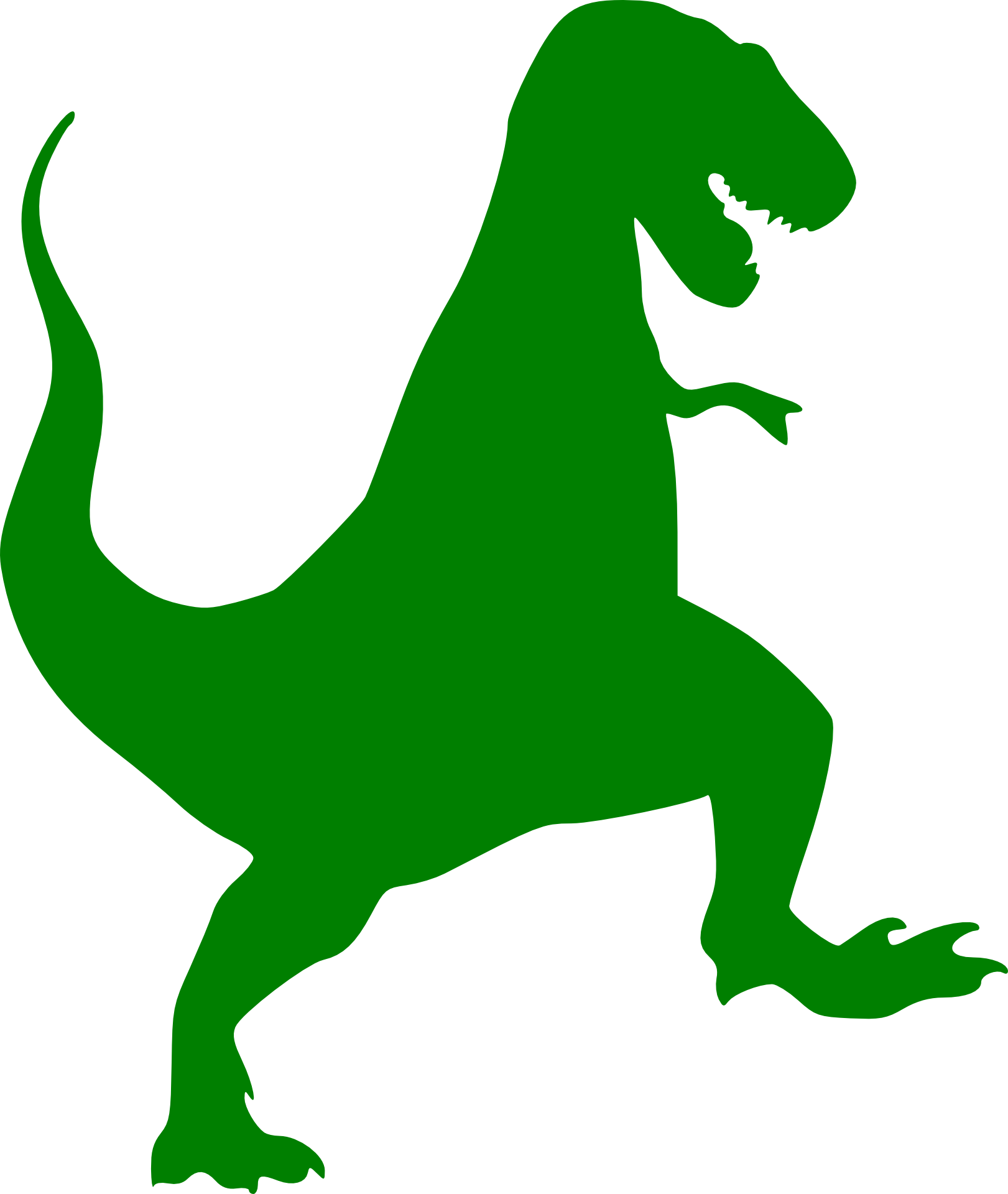 A Green Dinosaur Silhouette On A Black Background